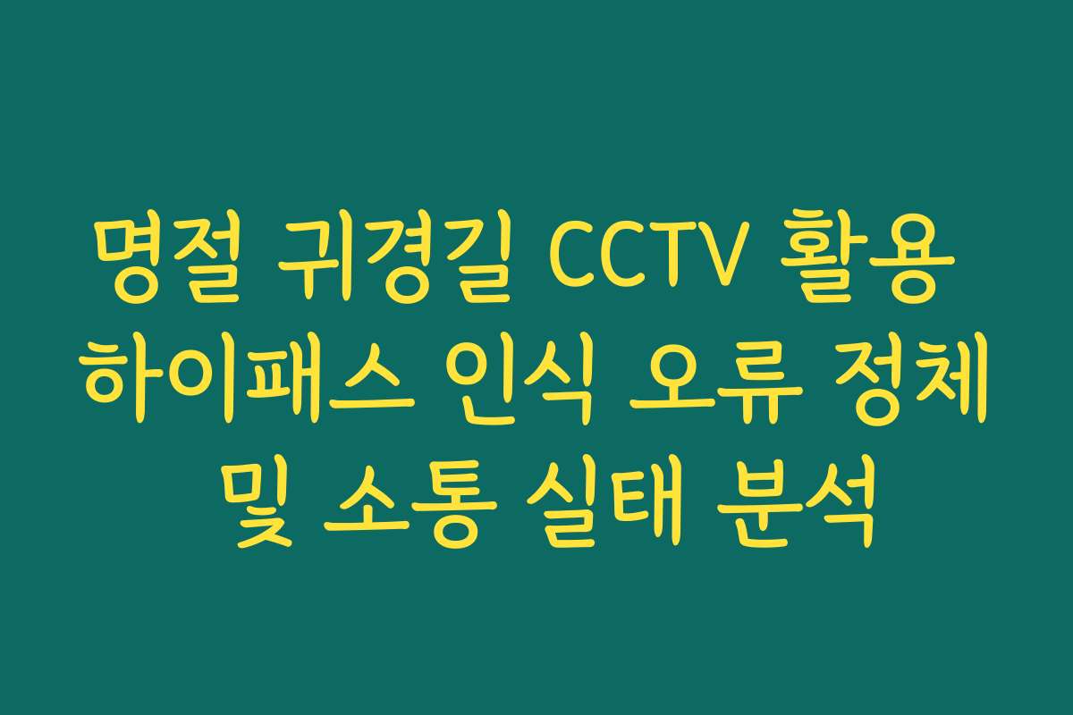 명절 귀경길 CCTV 활용 하이패스 인식 오류 정체 및 소통 실태 분석