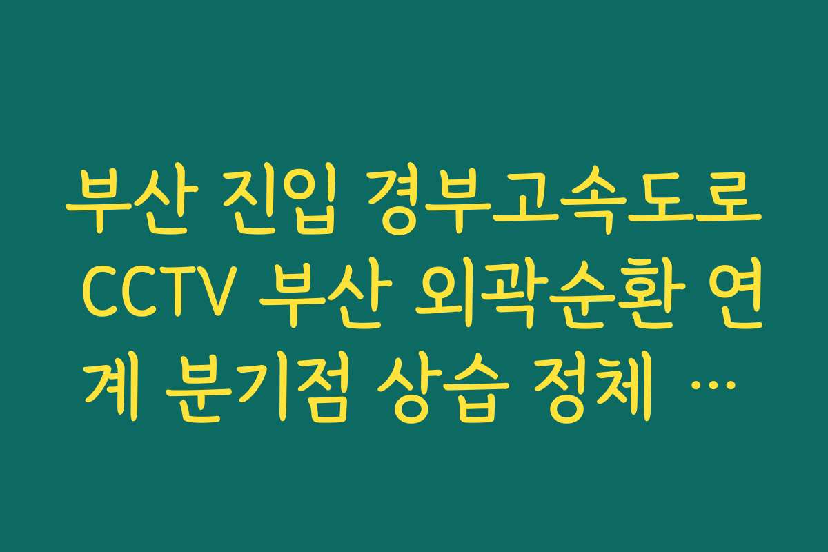 부산 진입 경부고속도로 CCTV 부산 외곽순환 연계 분기점 상습 정체 보기