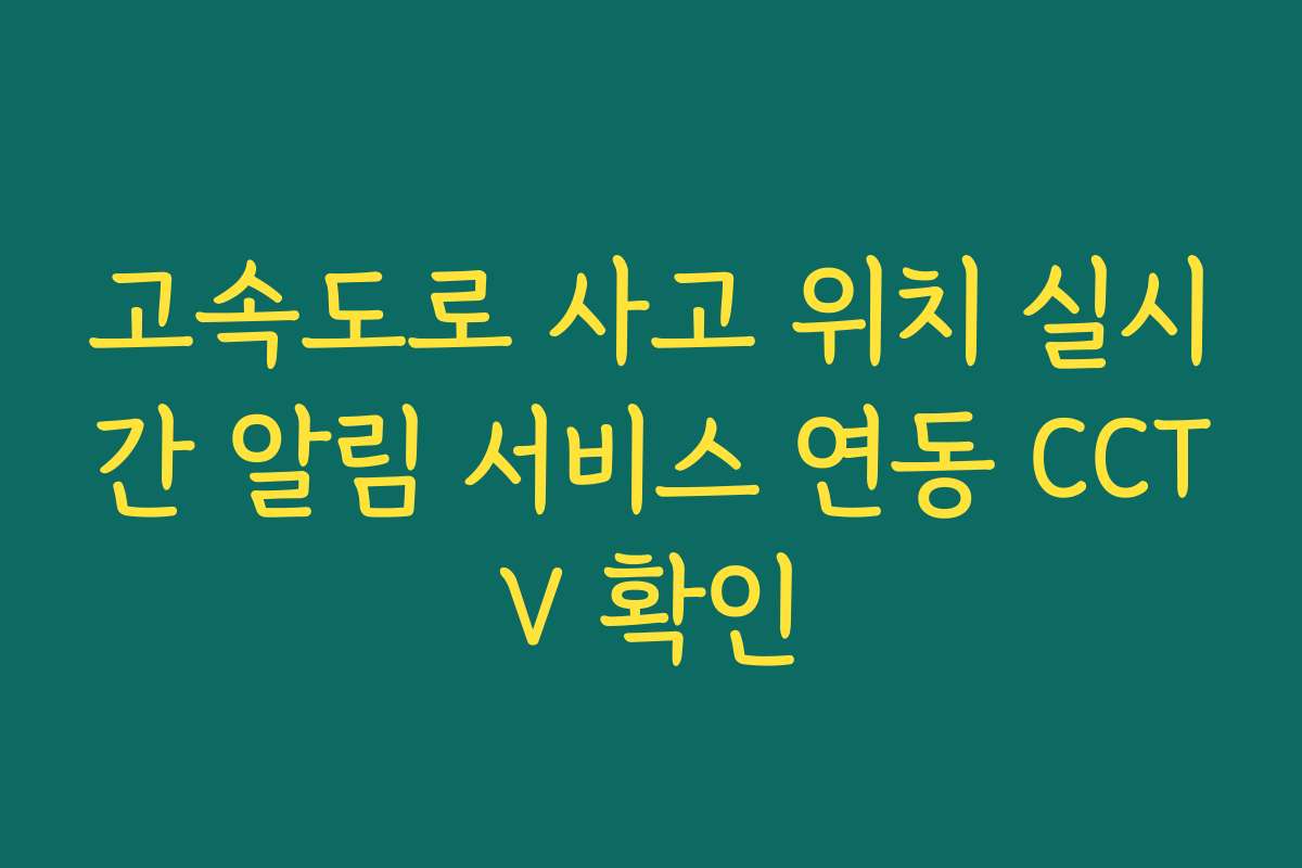 고속도로 사고 위치 실시간 알림 서비스 연동 CCTV 확인 고속도로 사고 위치 실시간 알림 서비스 연동 CCTV 확인