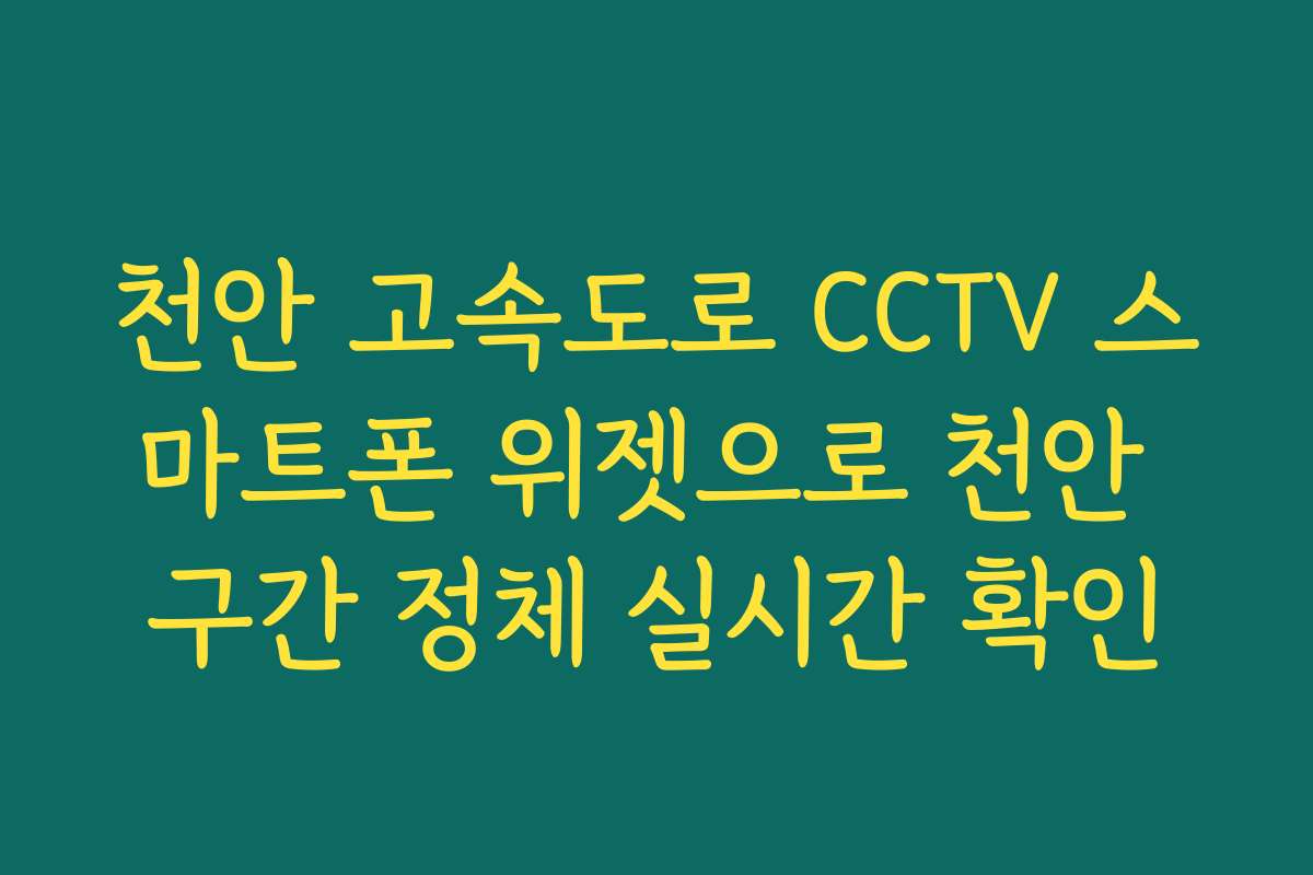 천안 고속도로 CCTV 스마트폰 위젯으로 천안 구간 정체 실시간 확인