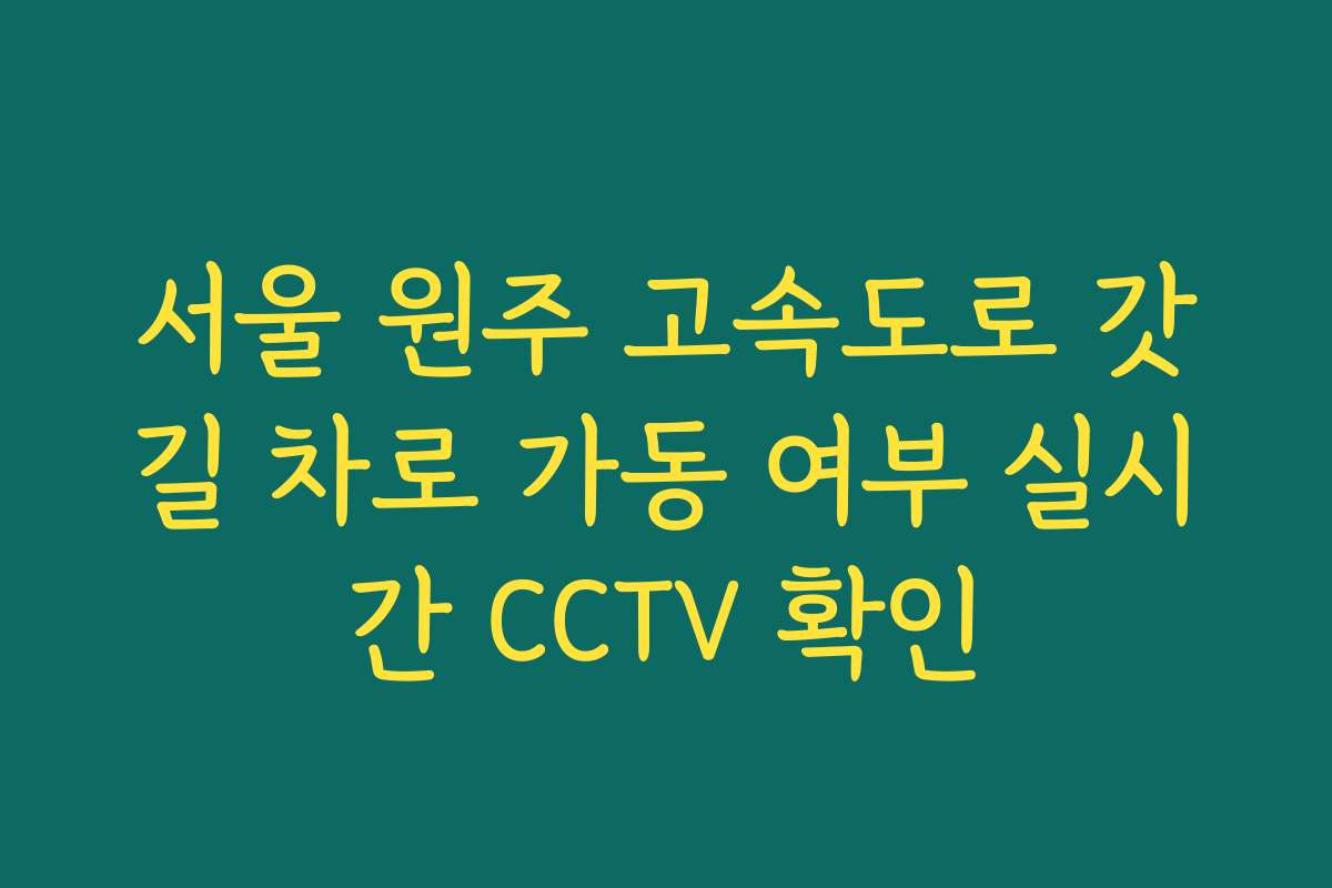 서울 원주 고속도로 갓길 차로 가동 여부 실시간 CCTV 확인 서울 원주 고속도로 갓길 차로 가동 여부 실시간 CCTV 확인