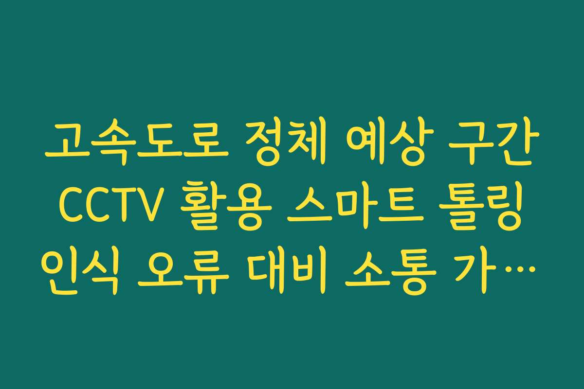 고속도로 정체 예상 구간 CCTV 활용 스마트 톨링 인식 오류 대비 소통 가이드 고속도로 정체 예상 구간 CCTV 활용 스마트 톨링 인식 오류 대비 소통 가이드
