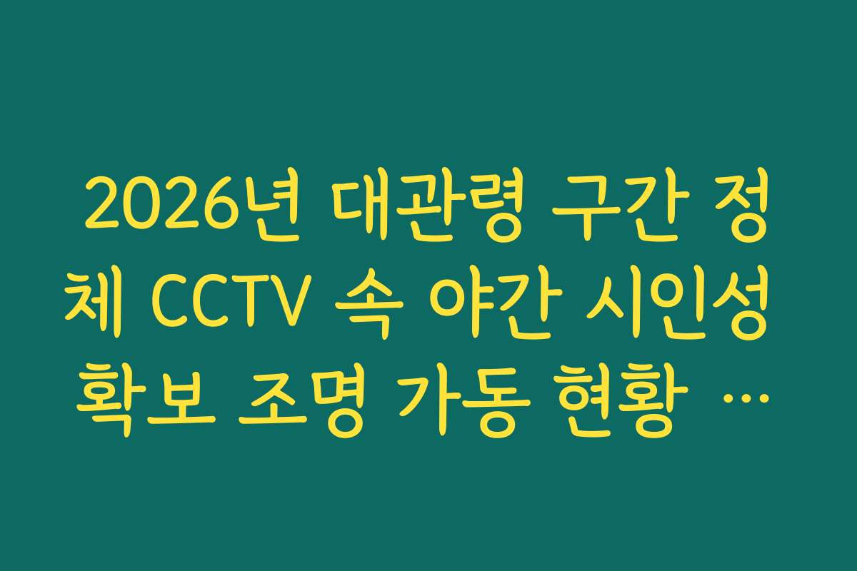 2026년 대관령 구간 정체 CCTV 속 야간 시인성 확보 조명 가동 현황 확인