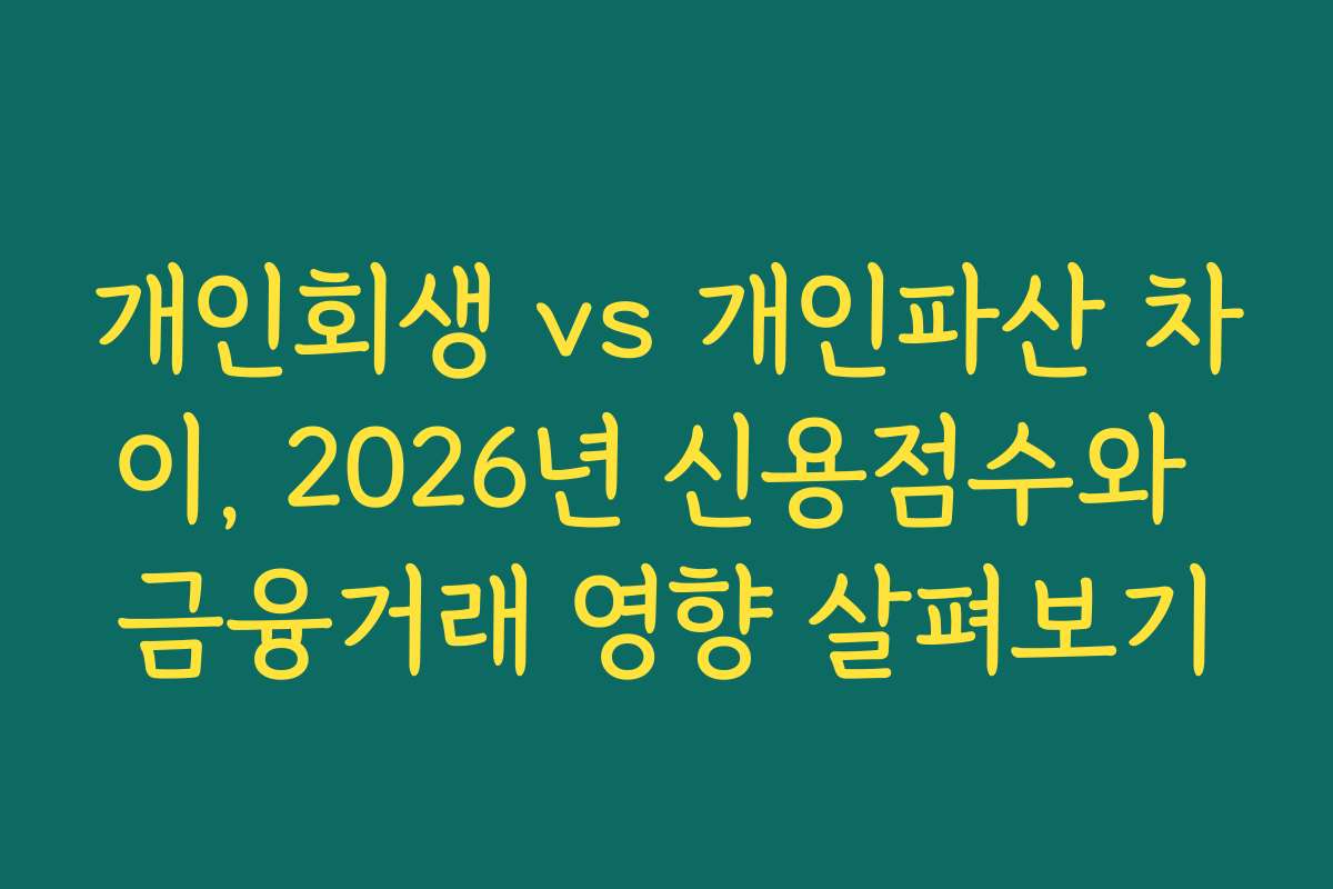 개인회생 vs 개인파산 차이, 2026년 신용점수와 금융거래 영향 살펴보기