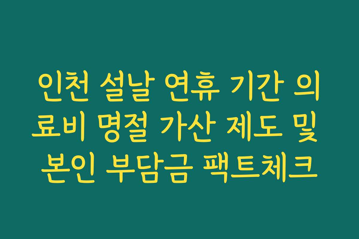 인천 설날 연휴 기간 의료비 명절 가산 제도 및 본인 부담금 팩트체크