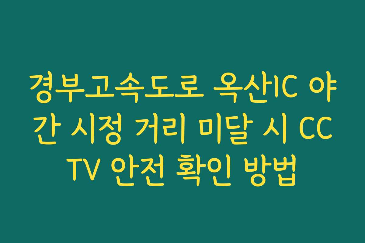 경부고속도로 옥산IC 야간 시정 거리 미달 시 CCTV 안전 확인 방법