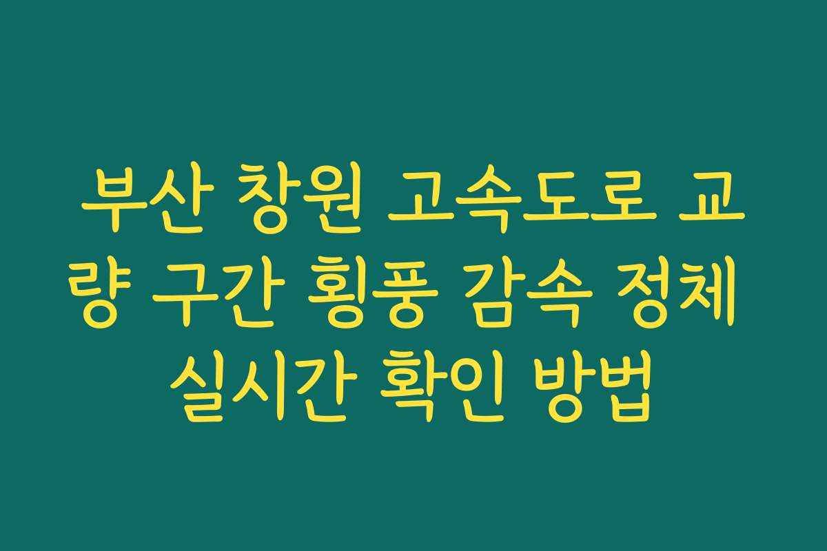 부산 창원 고속도로 교량 구간 횡풍 감속 정체 실시간 확인 방법 부산 창원 고속도로 교량 구간 횡풍 감속 정체 실시간 확인 방법