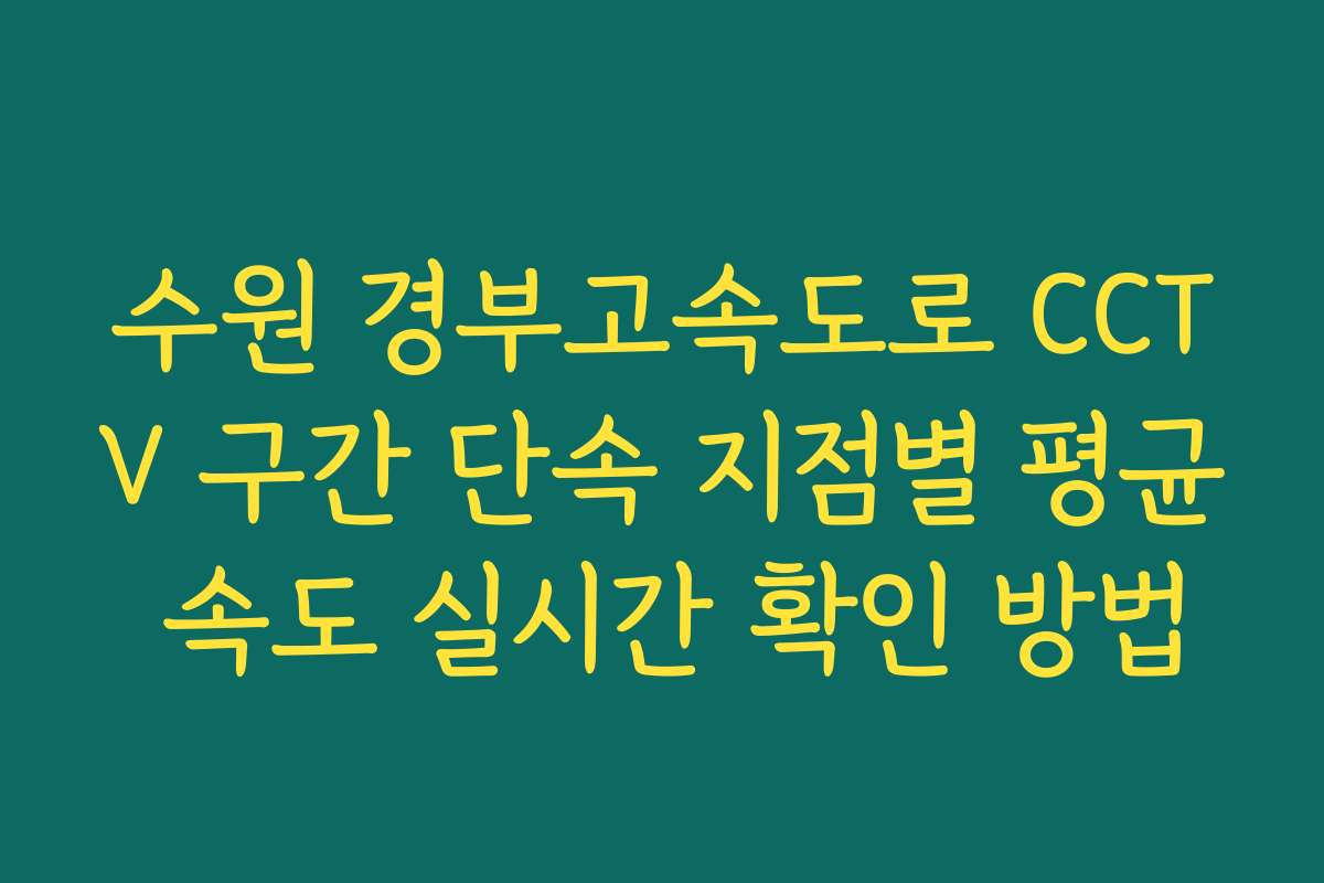 수원 경부고속도로 CCTV 구간 단속 지점별 평균 속도 실시간 확인 방법 수원 경부고속도로 CCTV 구간 단속 지점별 평균 속도 실시간 확인 방법