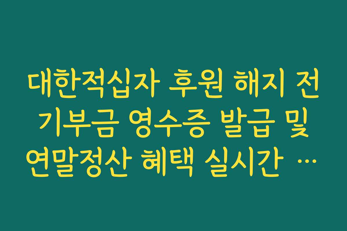 대한적십자 후원 해지 전 기부금 영수증 발급 및 연말정산 혜택 실시간 확인법 대한적십자 후원 해지 전 기부금 영수증 발급 및 연말정산 혜택 실시간 확인법