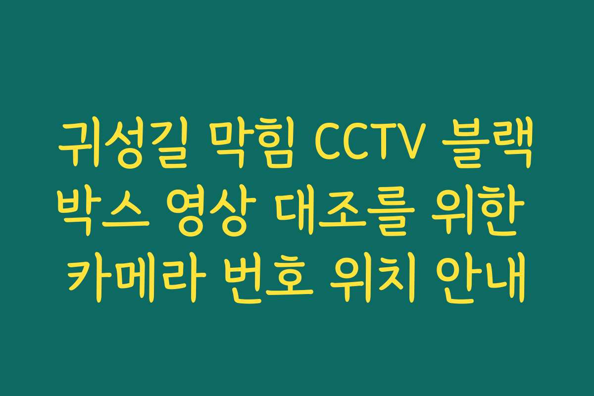 귀성길 막힘 CCTV 블랙박스 영상 대조를 위한 카메라 번호 위치 안내