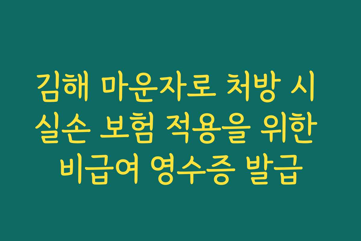 김해 마운자로 처방 시 실손 보험 적용을 위한 비급여 영수증 발급