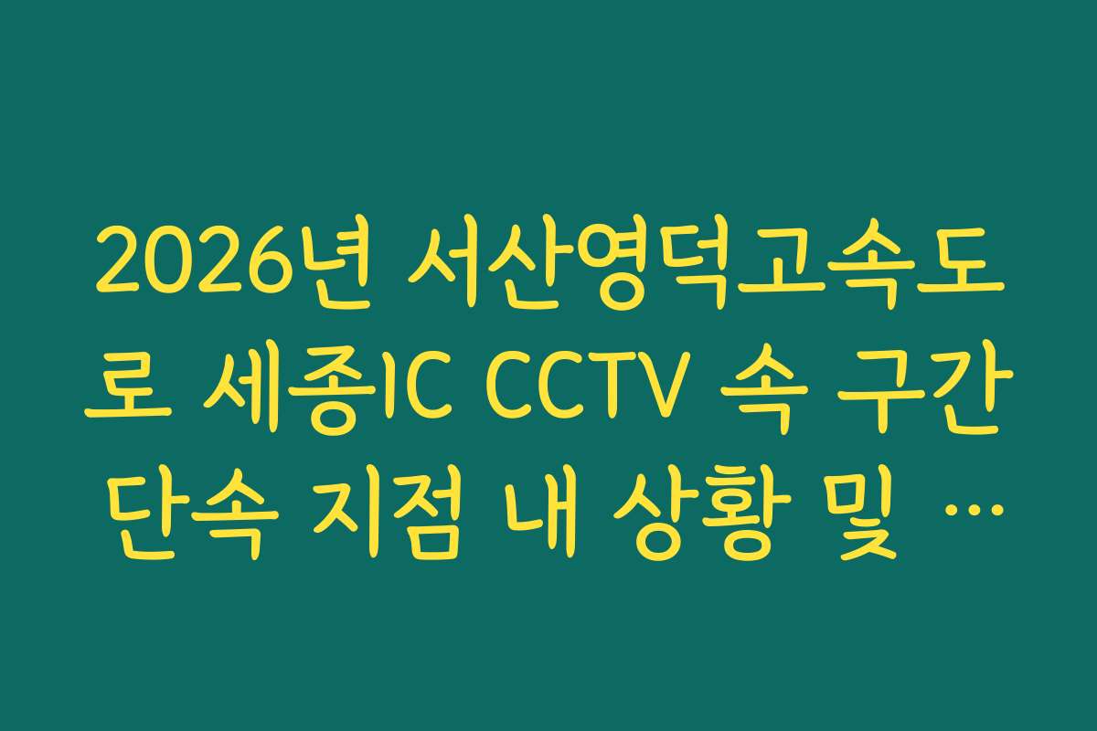 2026년 서산영덕고속도로 세종IC CCTV 속 구간 단속 지점 내 상황 및 속도 준수 실시간 분석 2026년 서산영덕고속도로 세종IC CCTV 속 구간 단속 지점 내 상황 및 속도 준수 실시간 분석