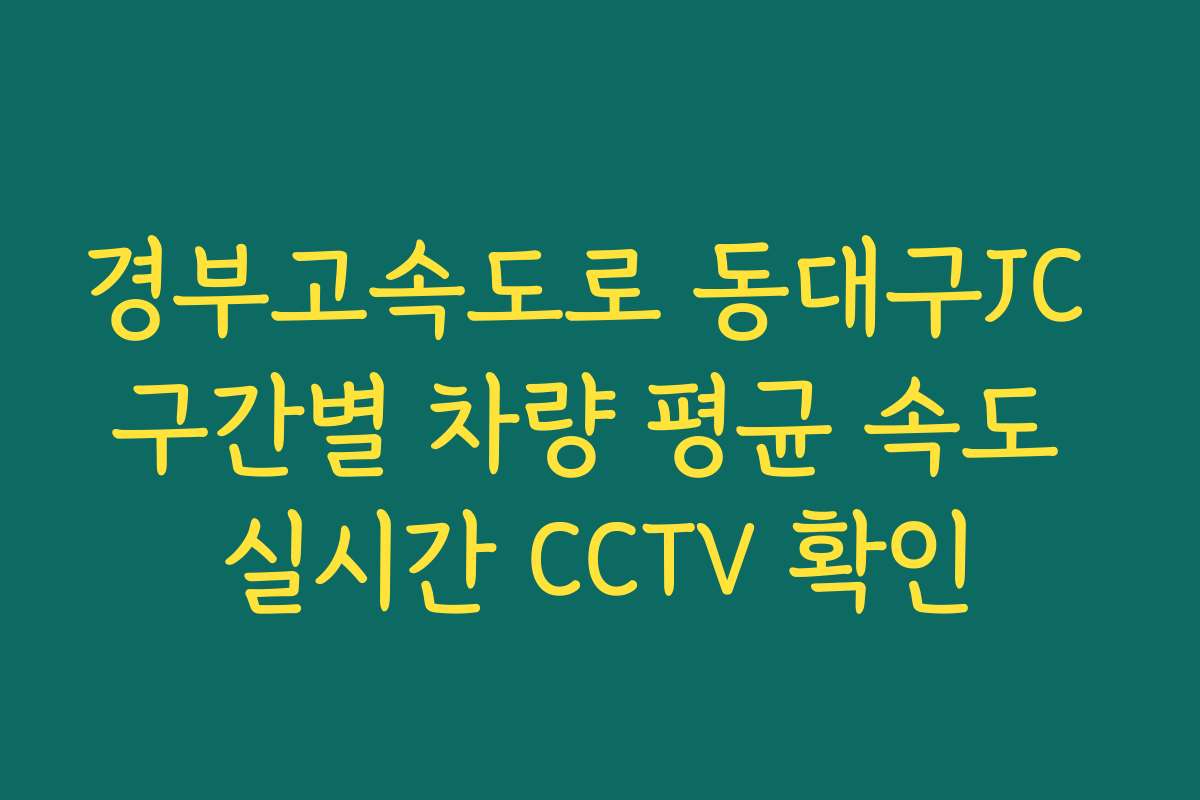 경부고속도로 동대구JC 구간별 차량 평균 속도 실시간 CCTV 확인 경부고속도로 동대구JC 구간별 차량 평균 속도 실시간 CCTV 확인