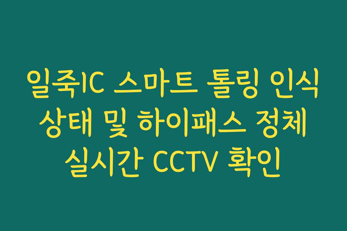 일죽IC 스마트 톨링 인식 상태 및 하이패스 정체 실시간 CCTV 확인