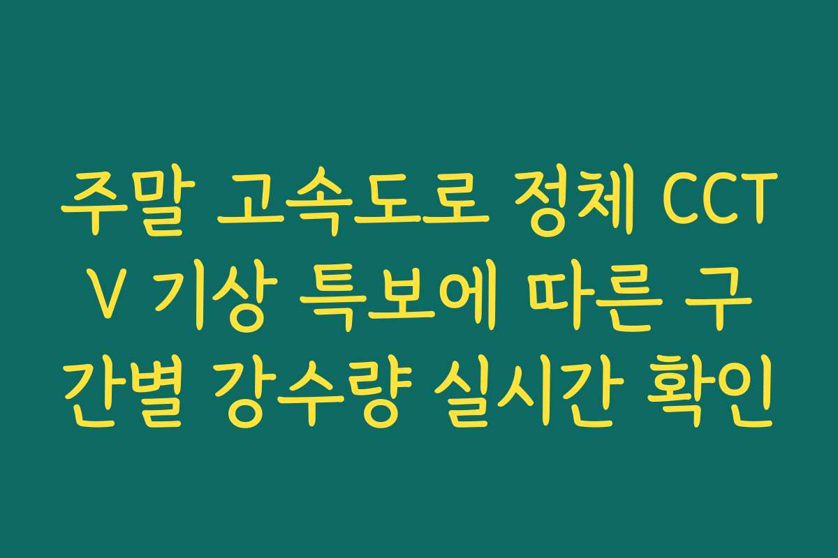 주말 고속도로 정체 CCTV 기상 특보에 따른 구간별 강수량 실시간 확인 주말 고속도로 정체 CCTV 기상 특보에 따른 구간별 강수량 실시간 확인