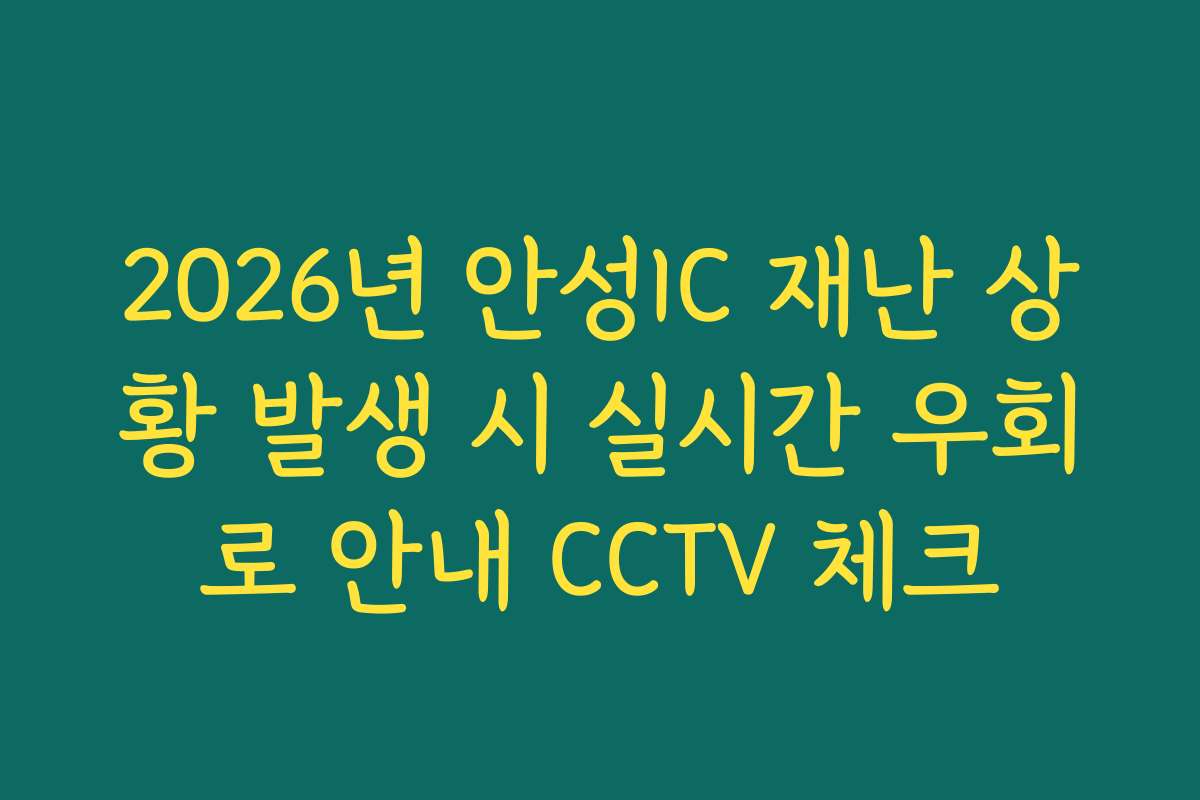 2026년 안성IC 재난 상황 발생 시 실시간 우회로 안내 CCTV 체크 2026년 안성IC 재난 상황 발생 시 실시간 우회로 안내 CCTV 체크