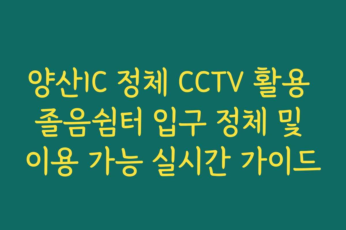 양산IC 정체 CCTV 활용 졸음쉼터 입구 정체 및 이용 가능 실시간 가이드