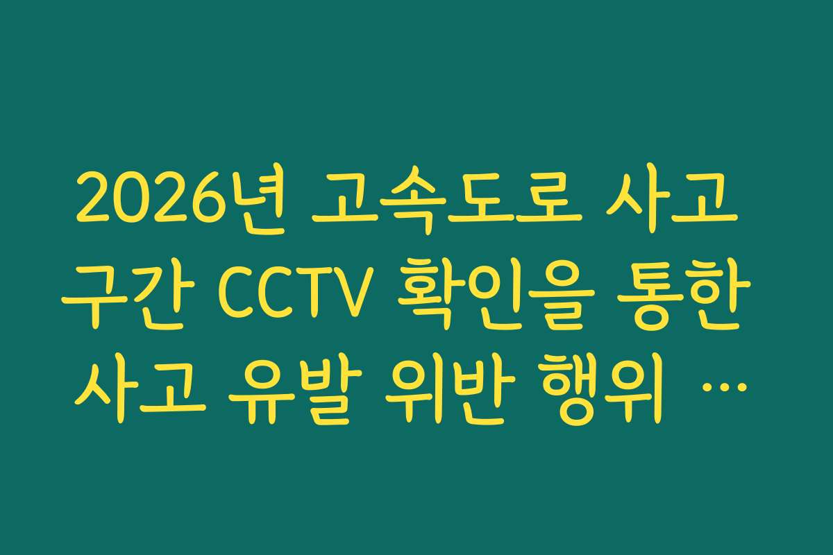 2026년 고속도로 사고 구간 CCTV 확인을 통한 사고 유발 위반 행위 실시간 모니터링