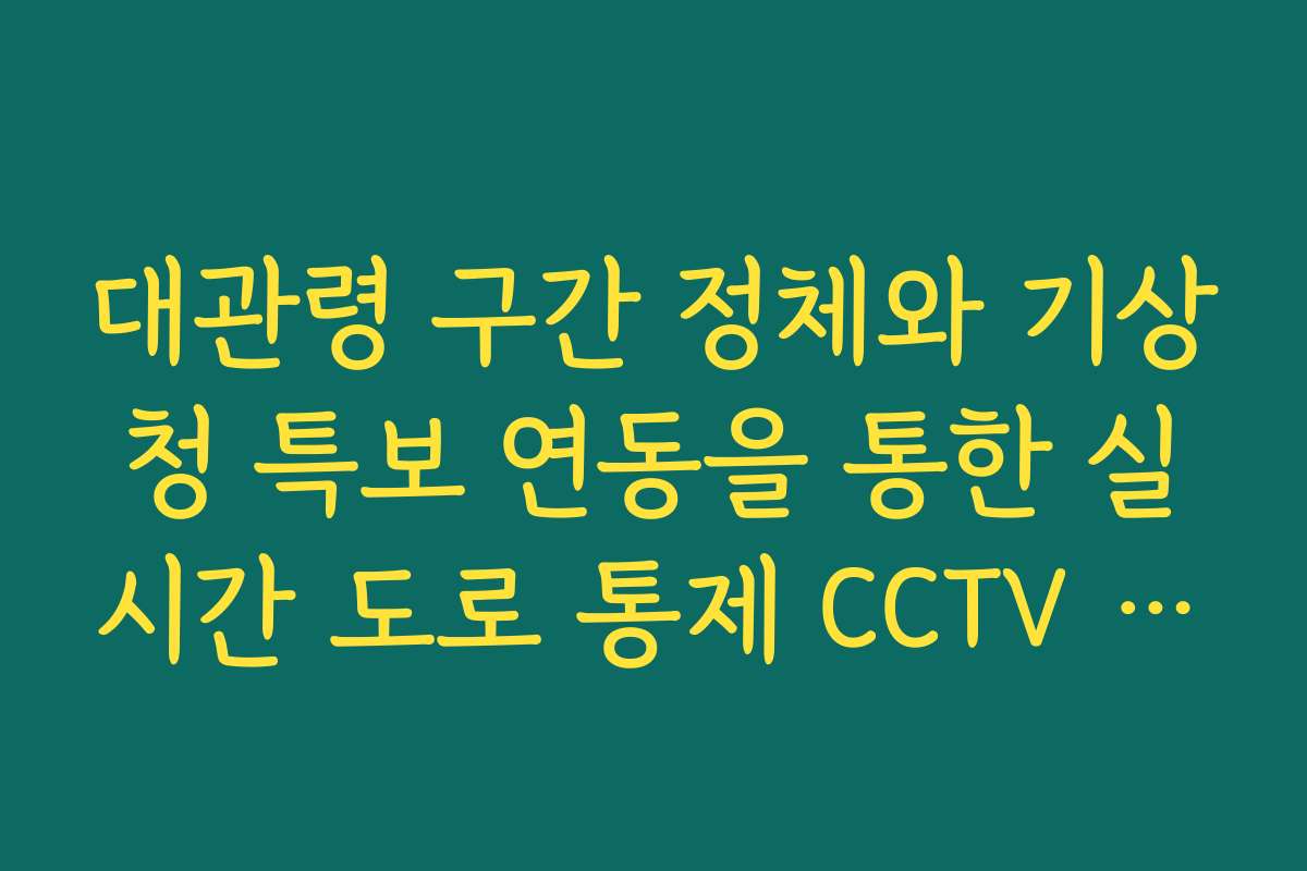 대관령 구간 정체와 기상청 특보 연동을 통한 실시간 도로 통제 CCTV 확인