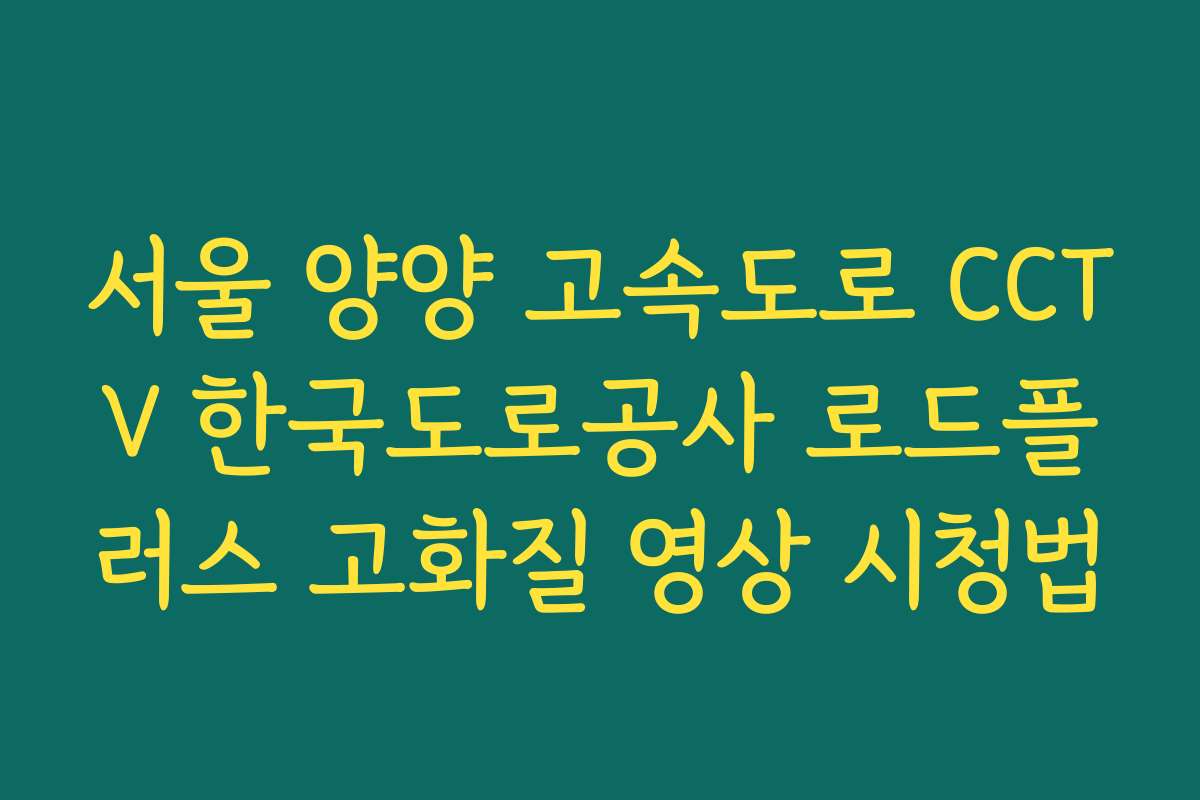 서울 양양 고속도로 CCTV 한국도로공사 로드플러스 고화질 영상 시청법