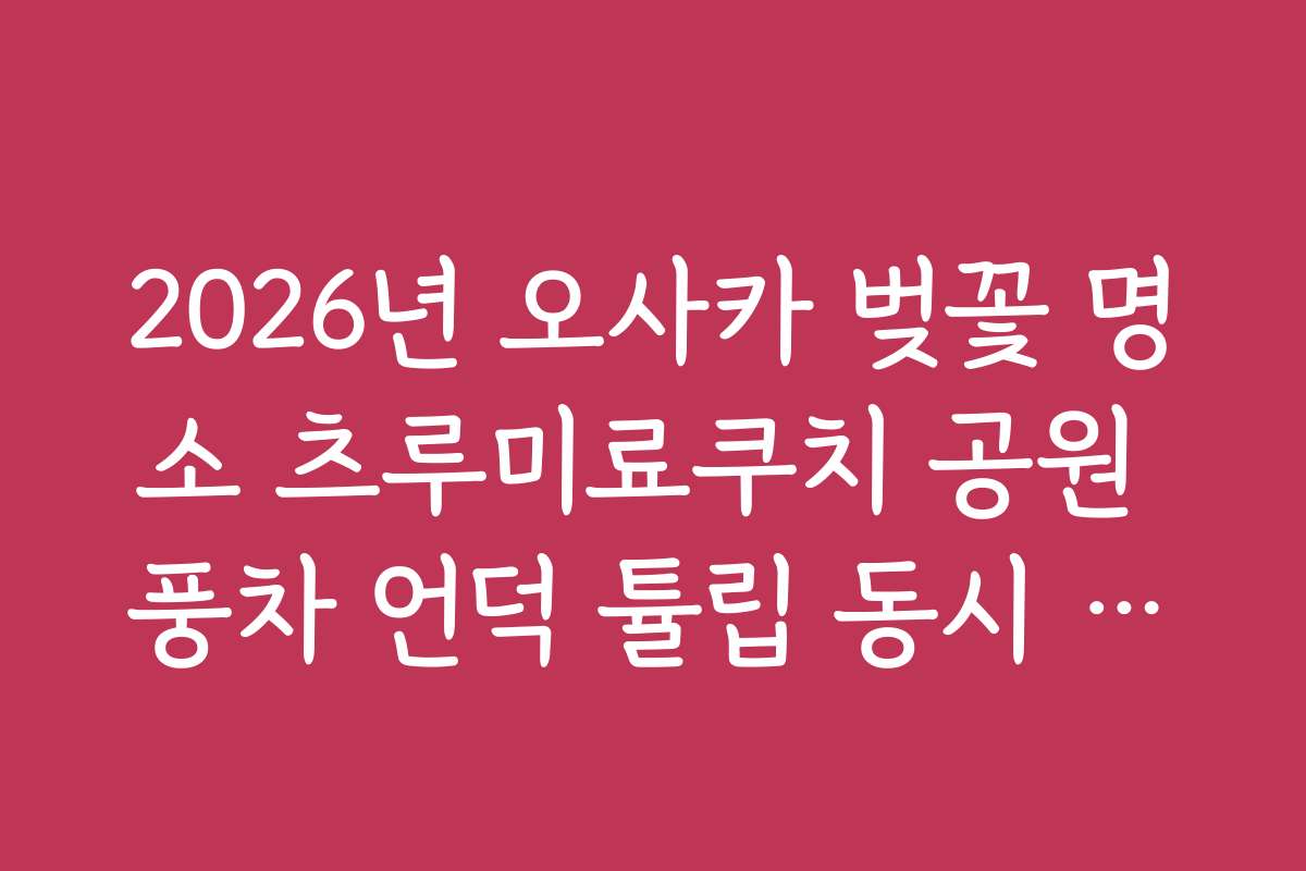 2026년 오사카 벚꽃 명소 츠루미료쿠치 공원 풍차 언덕 튤립 동시 관람