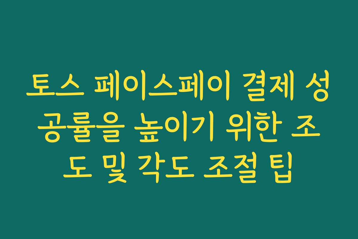 토스 페이스페이 결제 성공률을 높이기 위한 조도 및 각도 조절 팁 토스 페이스페이 결제 성공률을 높이기 위한 조도 및 각도 조절 팁