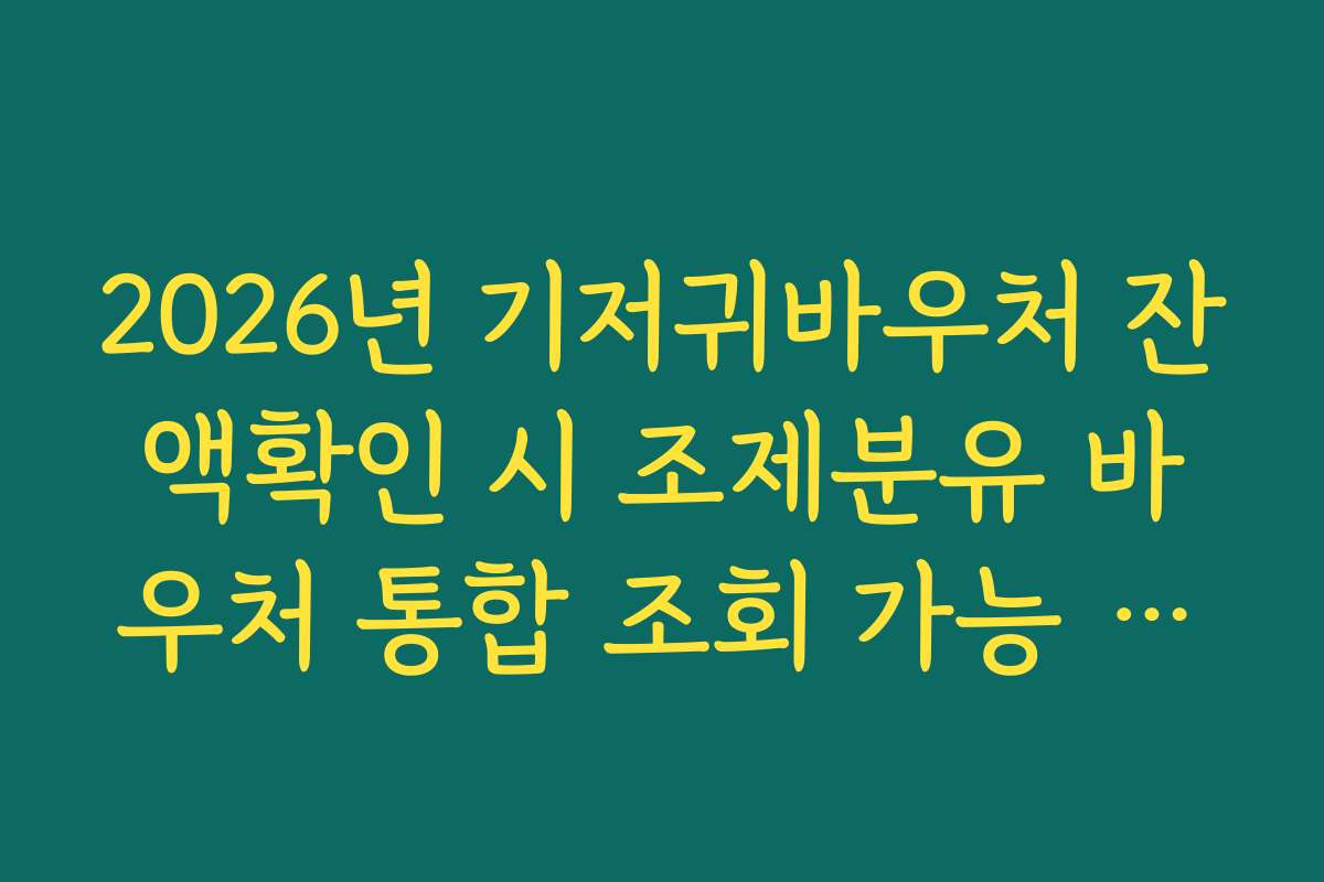 2026년 기저귀바우처 잔액확인 시 조제분유 바우처 통합 조회 가능 여부