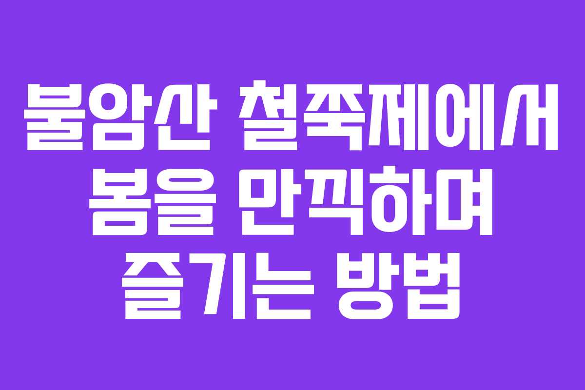 불암산 철쭉제에서 봄을 만끽하며 즐기는 방법