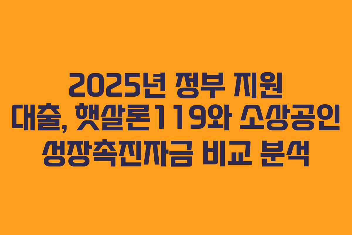 2025년 정부 지원 대출, 햇살론119와 소상공인 성장촉진자금 비교 분석 2025년 정부 지원 대출, 햇살론119와 소상공인 성장촉진자금 비교 분석