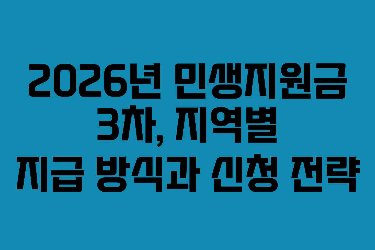 2026년 민생지원금 3차, 지역별 지급 방식과 신청 전략