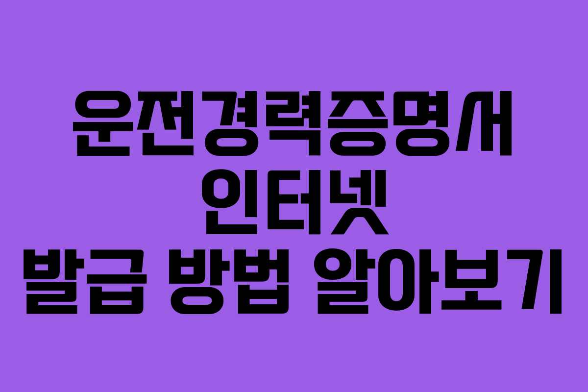 운전경력증명서 인터넷 발급 방법 알아보기 운전경력증명서 인터넷 발급 방법 알아보기