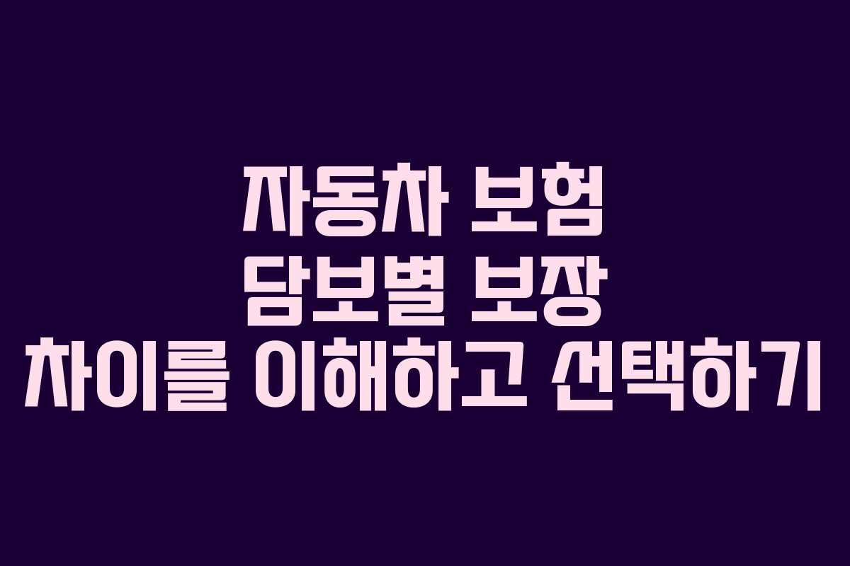 자동차 보험 담보별 보장 차이를 이해하고 선택하기
