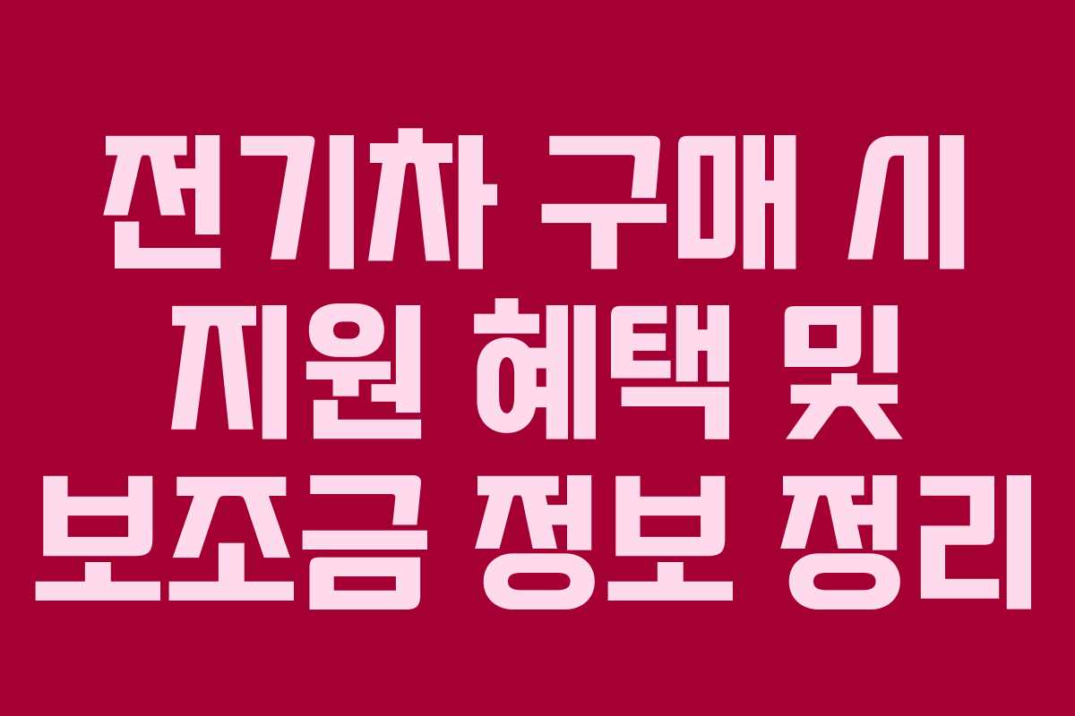 전기차 구매 시 지원 혜택 및 보조금 정보 정리