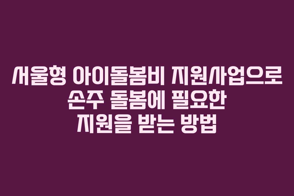 서울형 아이돌봄비 지원사업으로 손주 돌봄에 필요한 지원을 받는 방법