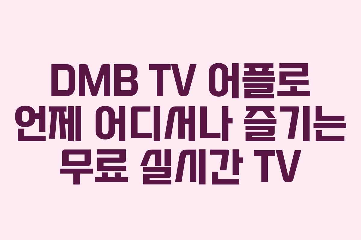 DMB TV 어플로 언제 어디서나 즐기는 무료 실시간 TV
