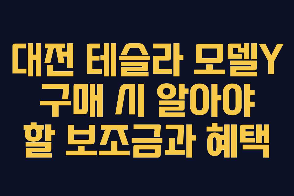 대전 테슬라 모델Y 구매 시 알아야 할 보조금과 혜택