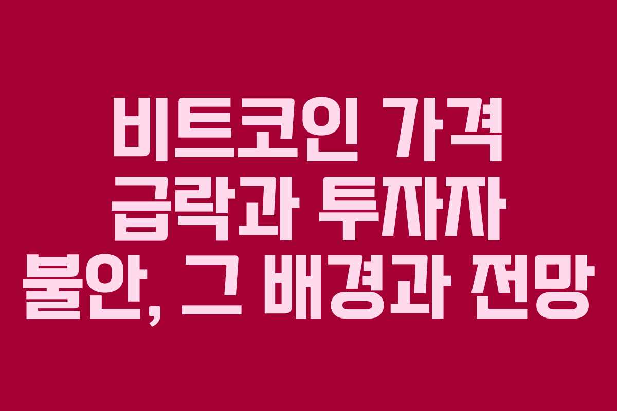 비트코인 가격 급락과 투자자 불안, 그 배경과 전망