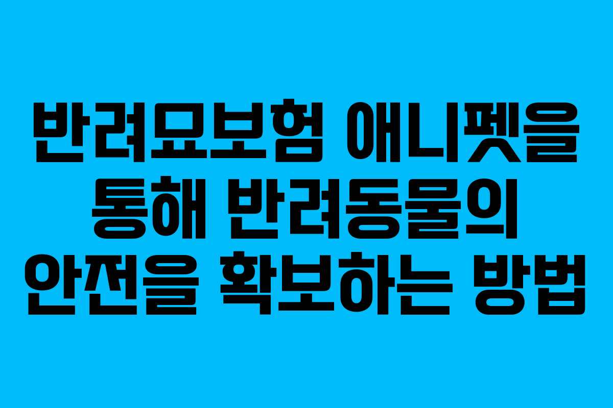 반려묘보험 애니펫을 통해 반려동물의 안전을 확보하는 방법