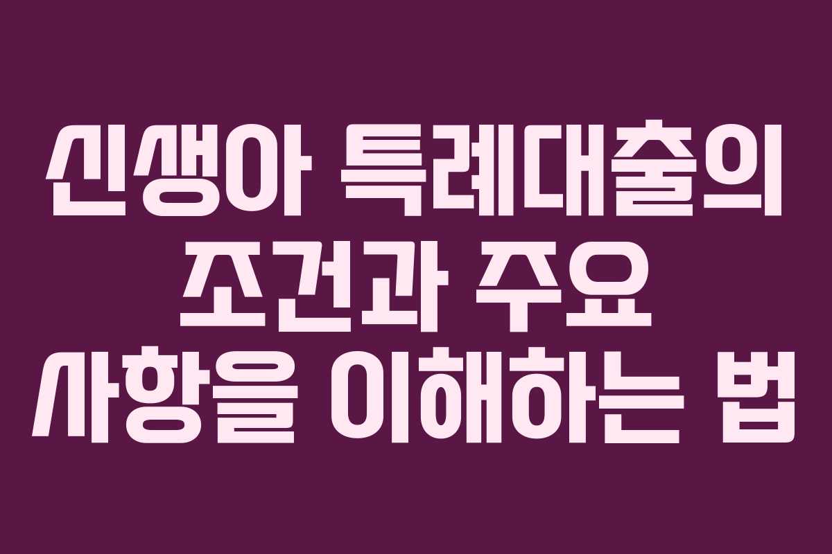 신생아 특례대출의 조건과 주요 사항을 이해하는 법