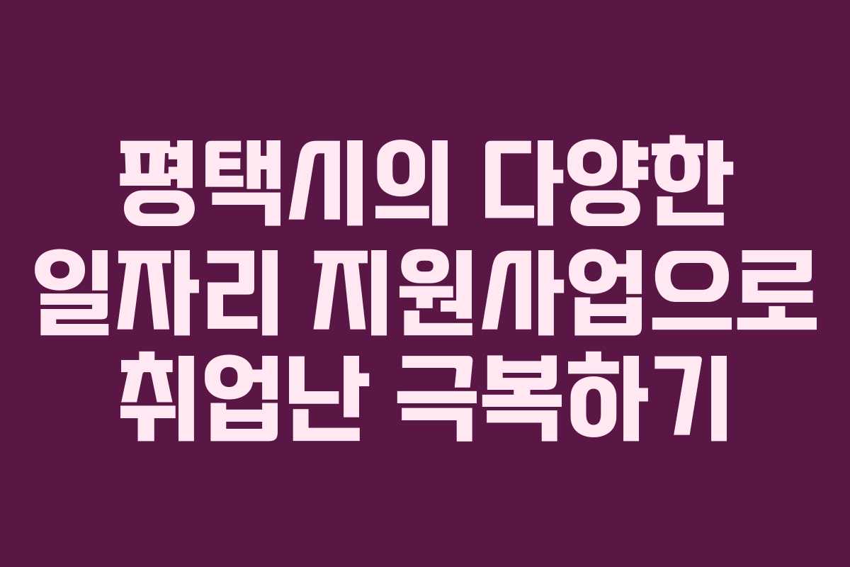 평택시의 다양한 일자리 지원사업으로 취업난 극복하기