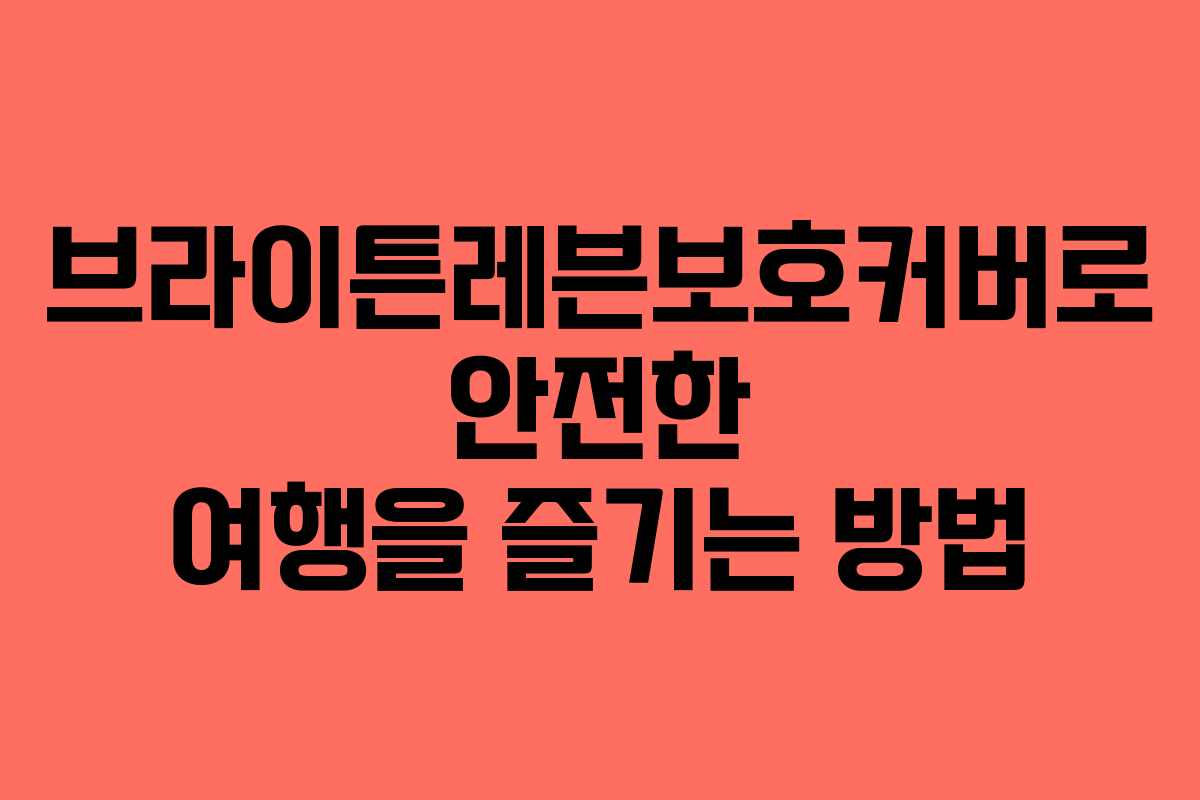 브라이튼레븐보호커버로 안전한 여행을 즐기는 방법