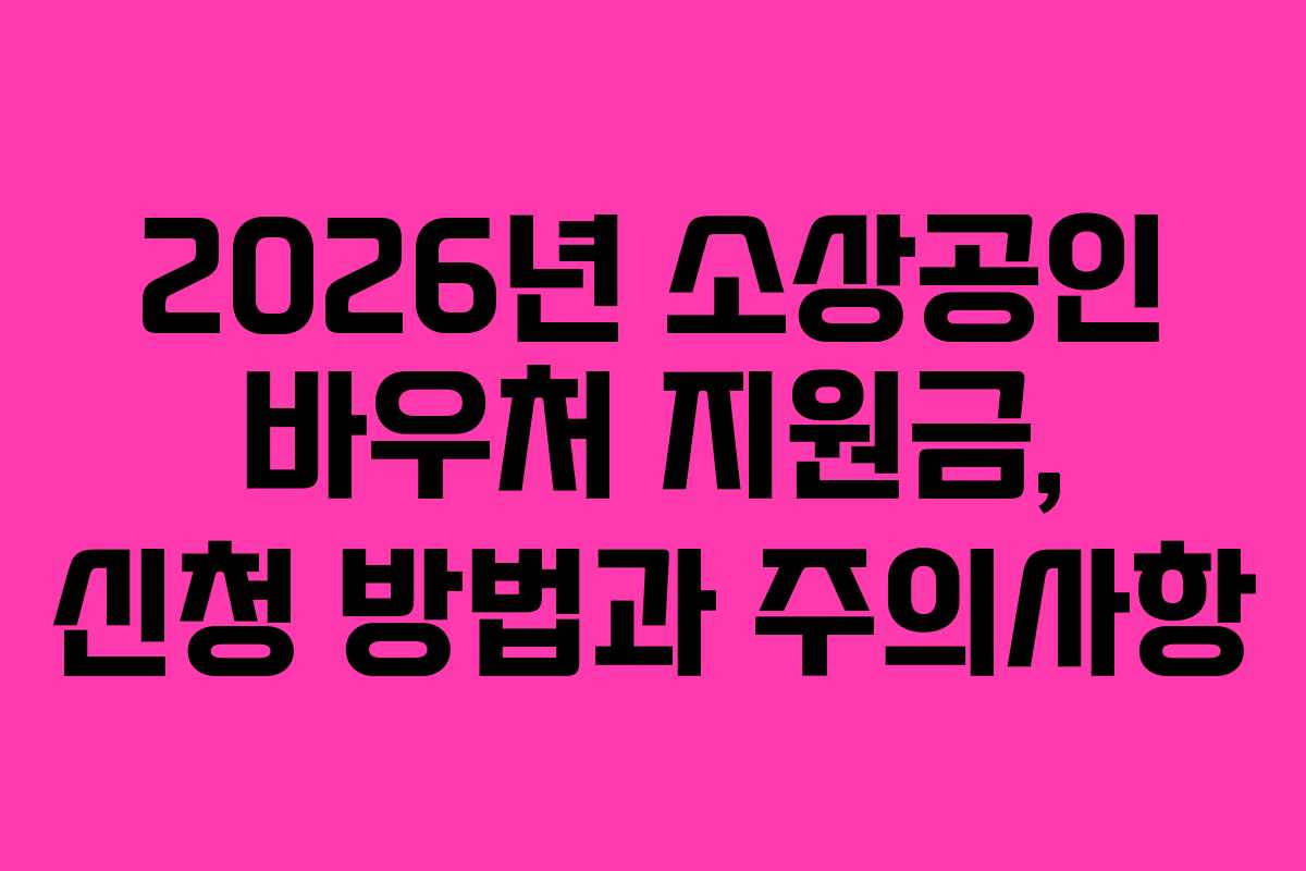 2026년 소상공인 바우처 지원금, 신청 방법과 주의사항