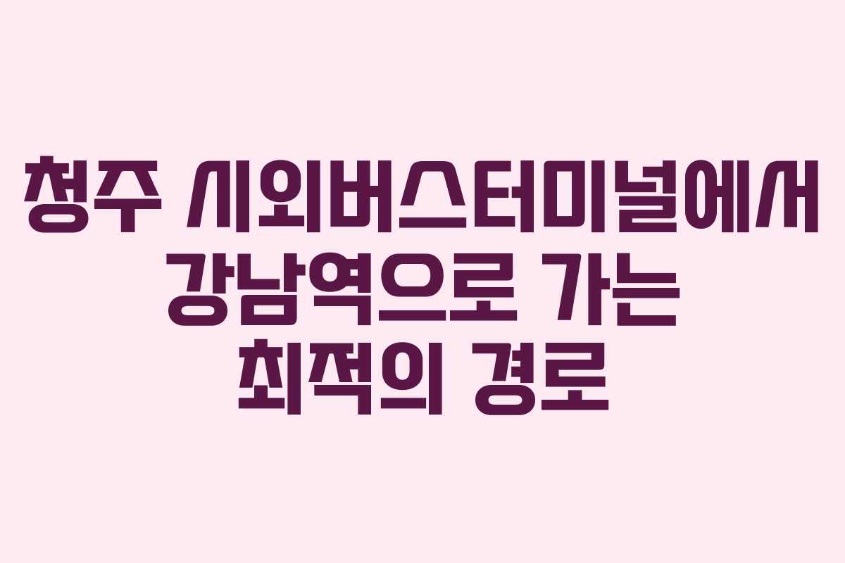 청주 시외버스터미널에서 강남역으로 가는 최적의 경로
