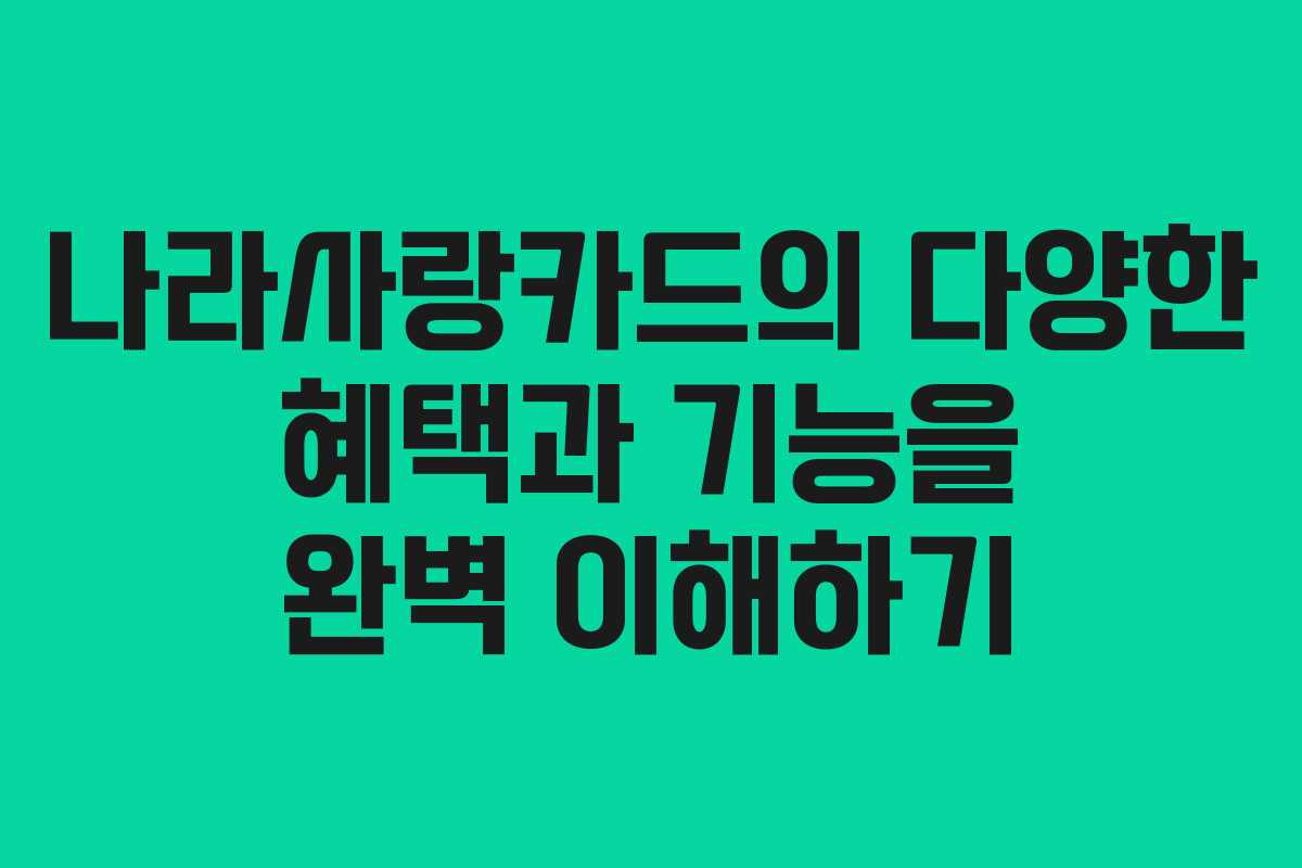 나라사랑카드의 다양한 혜택과 기능을 완벽 이해하기