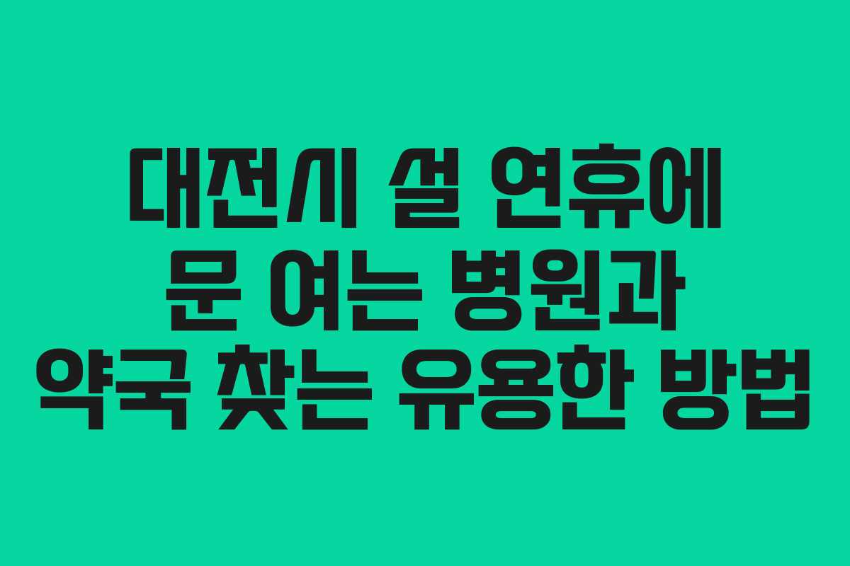 대전시 설 연휴에 문 여는 병원과 약국 찾는 유용한 방법