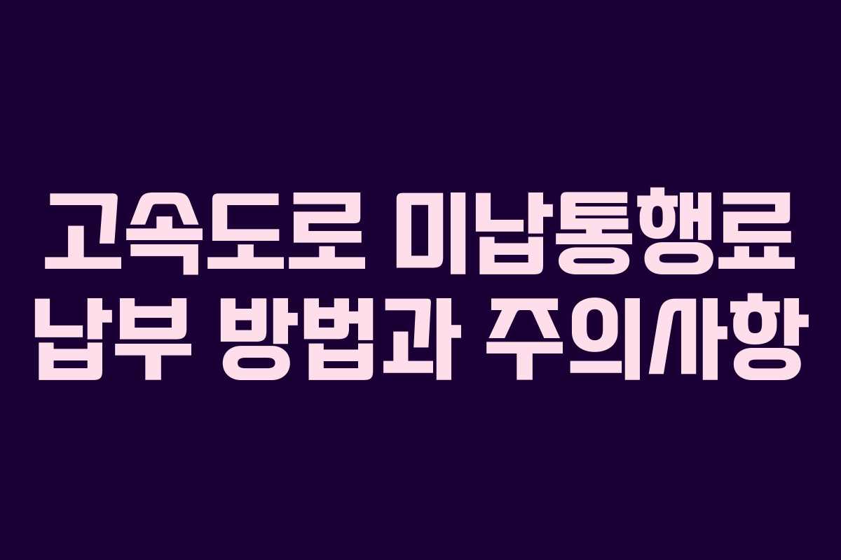 고속도로 미납통행료 납부 방법과 주의사항