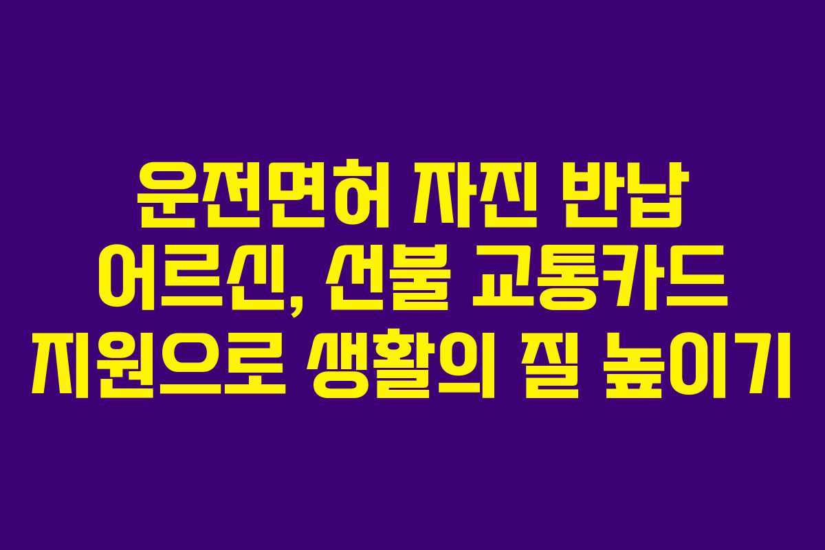 운전면허 자진 반납 어르신, 선불 교통카드 지원으로 생활의 질 높이기