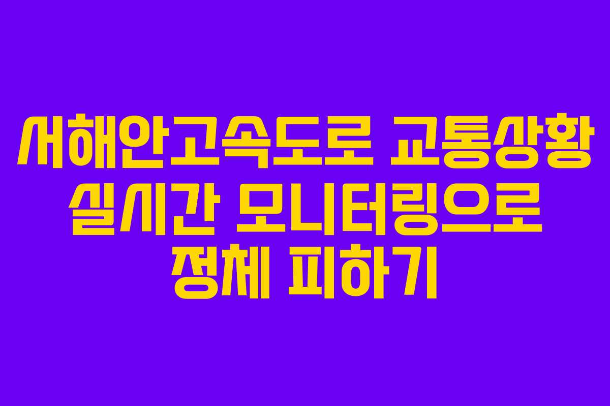 서해안고속도로 교통상황 실시간 모니터링으로 정체 피하기 서해안고속도로 교통상황 실시간 모니터링으로 정체 피하기