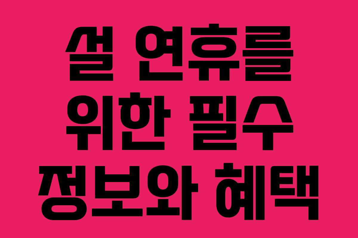 설 연휴를 위한 필수 정보와 혜택 설 연휴를 위한 필수 정보와 혜택