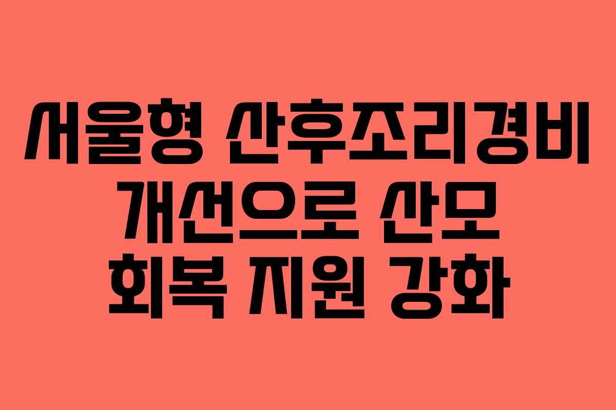 서울형 산후조리경비 개선으로 산모 회복 지원 강화